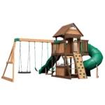Backyard Discovery Cedar Cove Wooden Swing Set with Dual Slides & Playhouse