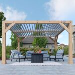 Yardistry Structures 10×12 Ft Cedar Wood Louvered Pergola, Natural Cedar - Image 3