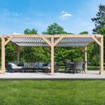Yardistry 10×20 ft Natural Cedar Wooden Louvered Pergola