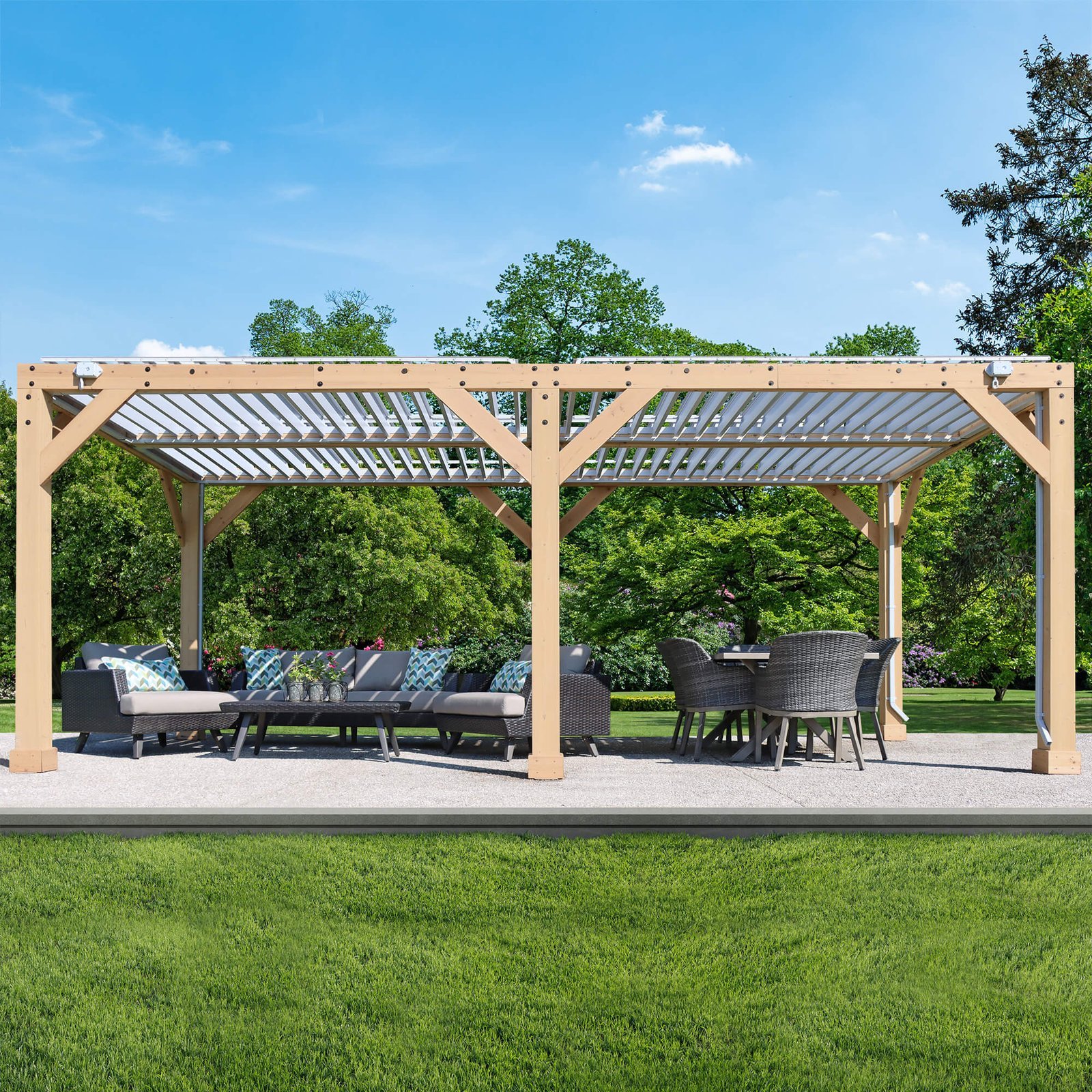 hananoa-com-10-x-20-Meridian-Wood-Room-with-Louvered-Roof-1.jpg Yardistry 10×20 ft Natural Cedar Wooden Louvered Pergola - Image 1