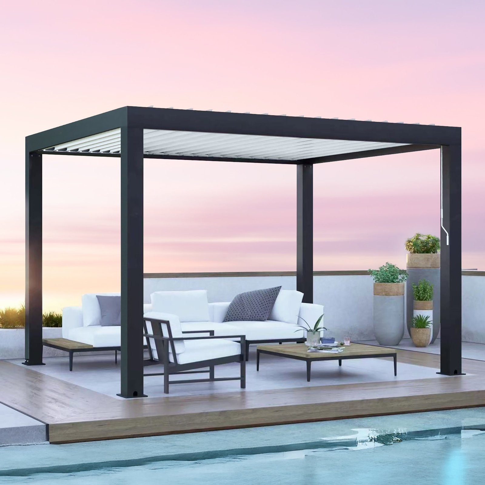 hananoa-com-12x12_Louvered_Room_01-1.jpg Yardistry Aluminum Louvered Pergola 12×12 ft - Image 1