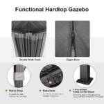 Patioslife Hardtop Pergola Gazebo Grey 10 ft×12 ft Aluminum Frame Galvanized Steel Roof - Image 6