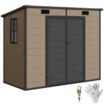 Outsunny 8’×4′ Outdoor Storage Shed Light Brown Resin
