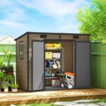 Outsunny 8’×4′ Outdoor Storage Shed Light Brown Resin - Image 4