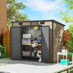 Outsunny 8’×4′ Outdoor Storage Shed Light Brown Resin - Image 3