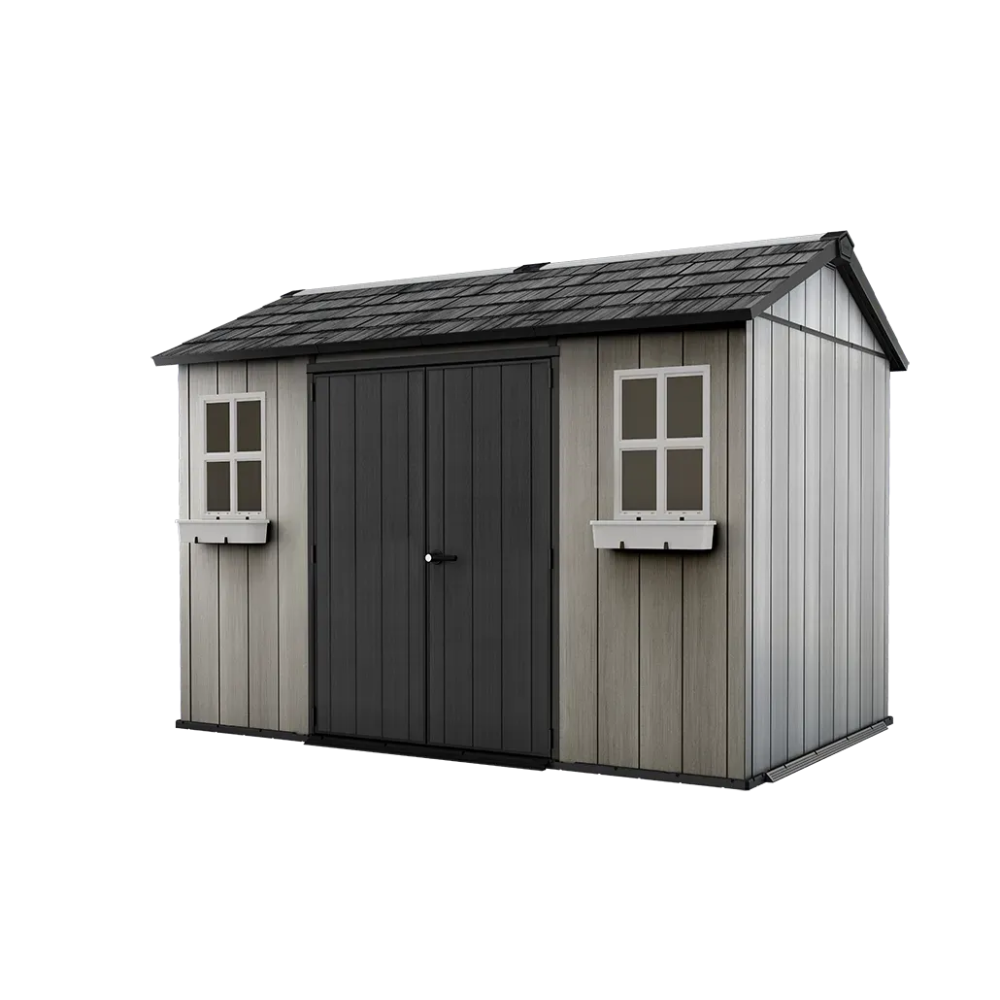 hananoa-com-Design_sans_titre_23-1.png Keter Oakland 11×7.5 ft Grey Resin Outdoor Storage Shed - Image 1