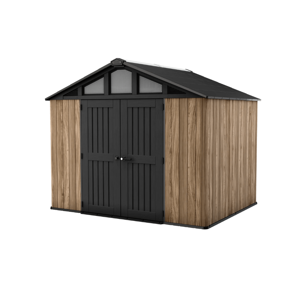 hananoa-com-Design_sans_titre_24-1.png Keter Stronghold Resin Storage Shed, Graphite, 10×8 Feet - Image 1