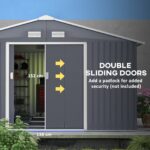 Outsunny Outdoor Storage Shed Dark Gray 11’×13′ Galvanized Steel - Image 7