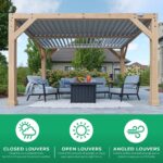 Yardistry Structures 10×12 Ft Cedar Wood Louvered Pergola, Natural Cedar - Image 8