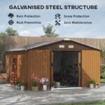 Outsunny Outdoor Storage Shed Yellow 11’×13′ Galvanized Steel - Image 6