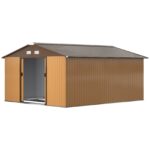 Outsunny Outdoor Storage Shed Yellow 11’×13′ Galvanized Steel - Image 2
