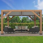 Yardistry Structures 13×11 ft Cedar Louvered Roof Pergola