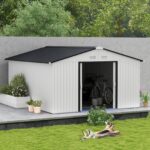 Outsunny Outdoor Storage Shed White 11’×13′ Galvanized Steel - Image 4