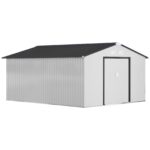 Outsunny Outdoor Storage Shed White 11’×13′ Galvanized Steel
