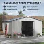 Outsunny Outdoor Storage Shed White 11’×13′ Galvanized Steel - Image 6