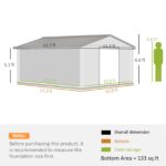 Outsunny Outdoor Storage Shed White 11’×13′ Galvanized Steel - Image 5