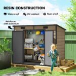 Outsunny 8’×4′ Outdoor Storage Shed Light Brown Resin - Image 6