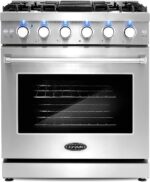 Cosmo 30-inch 4.5 Cu. Ft. Stainless Steel Gas Range with 5 Sealed Burners and Convection Oven