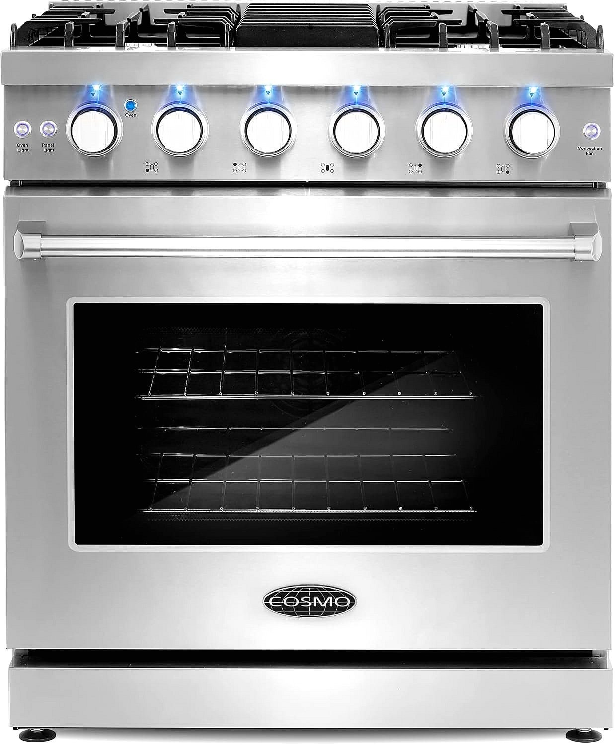 hananoa-llc-hananoa-cosmo-30-inch-4-5-cu-ft-gas-range-with-5-sealed-burners-convection-ove-01-20260620091301-40cd094f-1.jpg Cosmo 30-inch 4.5 Cu. Ft. Stainless Steel Gas Range with 5 Sealed Burners and Convection Oven - Image 1