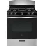 GE 30″ Free-Standing Gas Range with 4 Sealed Burners, Stainless Steel (JGBS30RETSS)