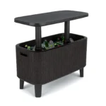 Keter Bevy Bar 2-in-1 Pop-Up Outdoor Cocktail Table & 15.85 Gallon Cooler, Anthracite Grey