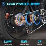 Ridstar Electric Bike for Adults 1500w 33mph,48v 20ah Electric Bicycle,20″ Fat Tire,7-Speed Mountain Bike Ul2849 - Image 6
