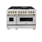 ZLINE Autograph Edition 48″ 6.0 cu. ft. Dual Fuel Range with Gas Cooktop and Electric Oven, Champagne Bronze Accents - Image 3
