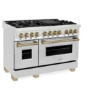 ZLINE Autograph Edition 48″ 6.0 cu. ft. Dual Fuel Range with Gas Cooktop and Electric Oven, Champagne Bronze Accents - Image 4