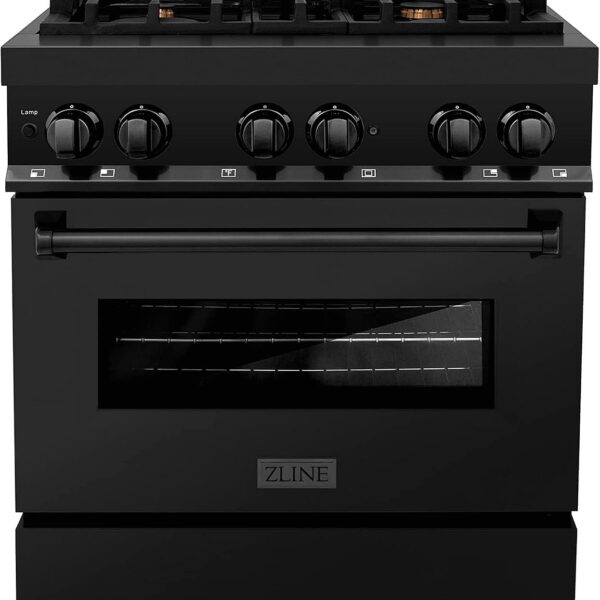 ZLINE Legacy 30-inch 4.0 Cu. Ft. Dual Fuel Range with Brass Burners, Black Stainless Steel (RAB-BR-30)