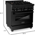 ZLINE Legacy 30-inch 4.0 Cu. Ft. Dual Fuel Range with Brass Burners, Black Stainless Steel (RAB-BR-30) - Image 7